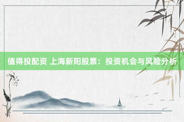 值得投配資 上海新陽股票：投資機會與風險分析