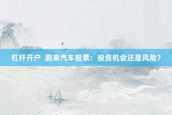 杠桿開戶  蔚來汽車股票：投資機會還是風(fēng)險？