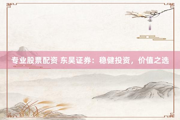 專(zhuān)業(yè)股票配資 東吳證券：穩(wěn)健投資，價(jià)值之選