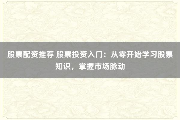 股票配資推薦 股票投資入門：從零開始學(xué)習(xí)股票知識，掌握市場脈動