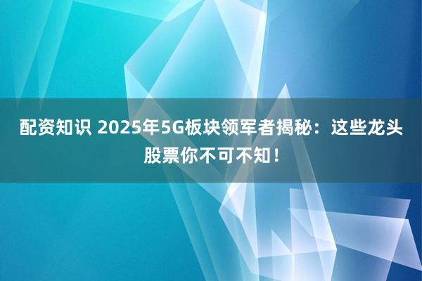 配資知識 2025年5G板塊領(lǐng)軍者揭秘：這些龍頭股票你不可不知！