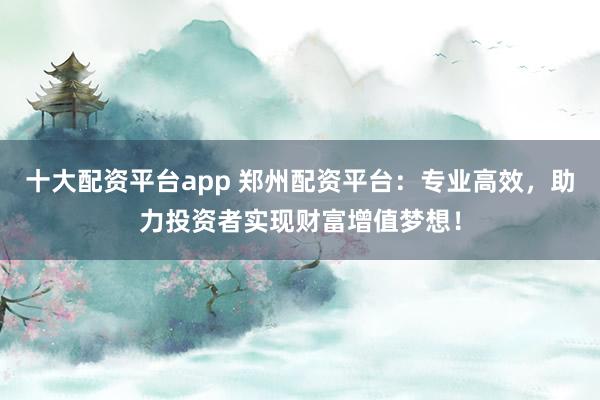 十大配資平臺app 鄭州配資平臺：專業(yè)高效，助力投資者實現(xiàn)財富增值夢想！