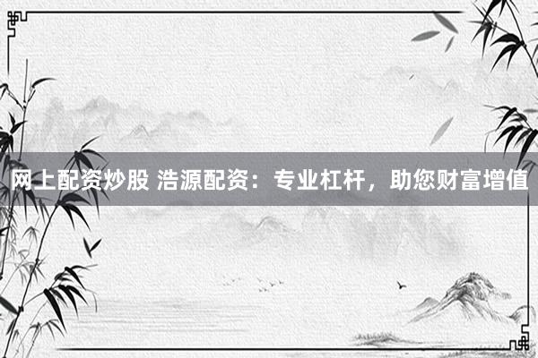 網(wǎng)上配資炒股 浩源配資：專業(yè)杠桿，助您財(cái)富增值