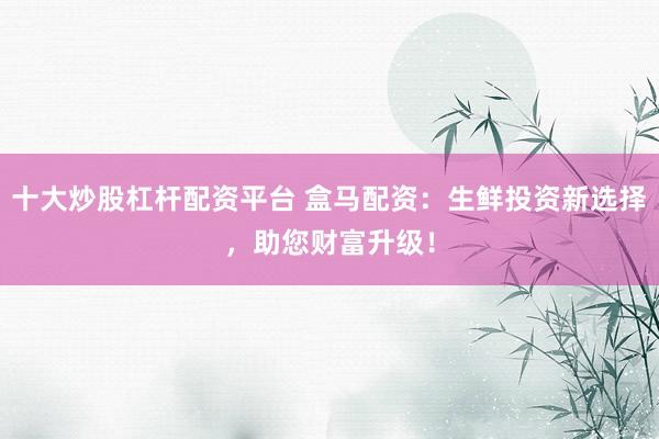 十大炒股杠桿配資平臺 盒馬配資：生鮮投資新選擇，助您財富升級！